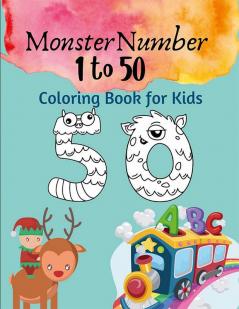 Monster Number Coloring Book : Activity Book Gift For Kids Pages 51 Size 8.5*11 by Three Trees