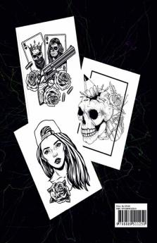 Tattoo Coloring Book : 50 Different Designs | For Adults Men Women | Modern Tattoo Designs | Roses Guns Animals and other Abstract Illustrations