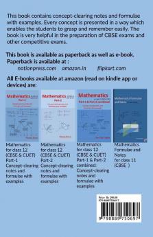 Mathematics for class 12 (CBSE &amp;amp; CUET) Part-2 : Concept-clearing notes and formulae with examples