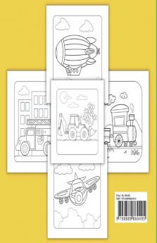 Coloring Book for curious and skillful little hands : A first activity book for preschool boys and girls over 2 with Cars trucks trains boats and more