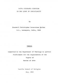 Saiva Siddhanta Hinduism in the Light of Christianity