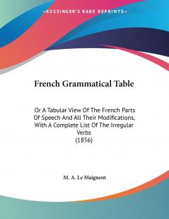 French Grammatical Table