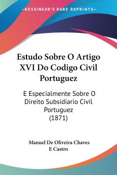 Estudo Sobre O Artigo XVI Do Codigo Civil Portuguez