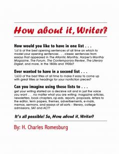How about it Writer?