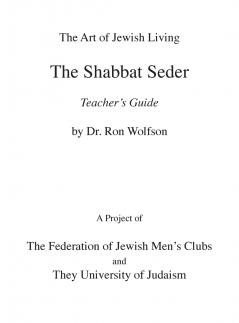 Shabbat Seder Teacher's Guide
