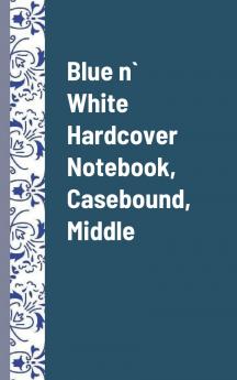 Blue n` White Hardcover Notebook Casebound Middle Pack of 1