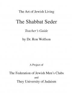 Shabbat Seder Teacher's Guide
