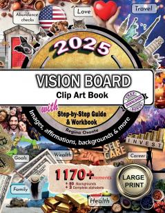 2025 Vision Board Clip Art Book Step by Step Guide and Workbook