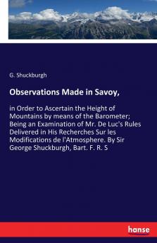 Observations Made in Savoy