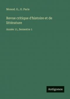 Revue critique d'histoire et de littérature