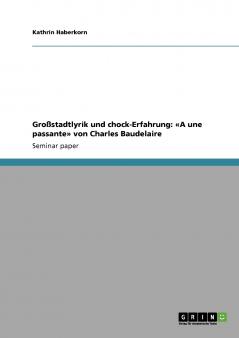 Großstadtlyrik und chock-Erfahrung