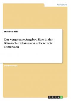 Das vergessene Angebot. Eine in der Klimaschutzdiskussion unbeachtete Dimension