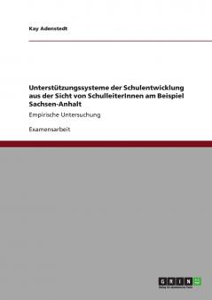 Unterstützungssysteme der Schulentwicklung aus der Sicht von SchulleiterInnen am Beispiel Sachsen-Anhalt