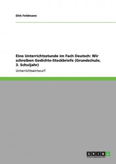 Eine Unterrichtsstunde im Fach Deutsch