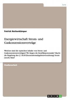 Energiewirtschaft Strom- und Gaskonzessionsverträge