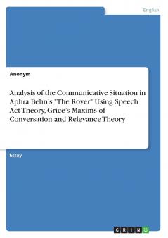 Analysis of the Communicative Situation in Aphra Behn's The Rover Using Speech Act Theory Grice's Maxims of Conversation and Relevance Theory