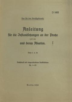 D 162 Anleitung für die Instandsetzungen an der Protze