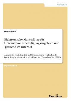 Elektronische Marktplätze für Unternehmensbeteiligungsangebote und -gesuche im Internet