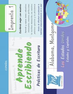 Prácticas de Escritura - Estados y Capitales de los Estados Unidos - Letra Imprenta Nivel 1