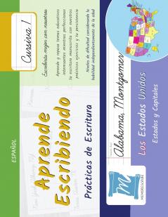 Prácticas de Escritura - Estados y Capitales de los Estados Unidos - Letra Cursiva Nivel 1