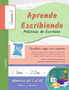 Practicas de Escritura - Numeros del 1 al 50 - Letra Cursiva Nivel 2