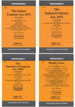 Bare Act  - Set of 4 books (The Indian Contract Act 1872 + The Transfer of Property Act1882 + The Indian Evidence Act1872 + Hindu Law)