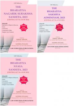 New Criminal Laws (English Edition)Combo set (3books)-Bharatiya Nyaya Sanhita 2023(BNS-2024) & Bharatiya Nagarik Suraksha Sanhita 2023(BNSS-2024) & Bharatiya Sakshya Adhiniyama 2023 (BSA-2024)