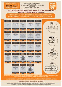 NEW SYLLABUS PROFESSIONAL'S AIBE 23 Bare Acts set without Notes Set of 23 Books Combo as per Bar Council of India Guidelines covering New Criminal Laws and Old Criminal Laws/ Latest amendments- Value Edition containing old and new Criminal Laws