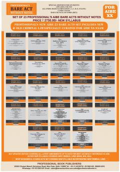 NEW SYLLABUS PROFESSIONAL'S AIBE 23 Bare Acts set without Notes Set of 23 Books Combo as per Bar Council of India Guidelines covering New Criminal Laws and Old Criminal Laws/ Latest amendments- Value Edition containing old and new Criminal Laws