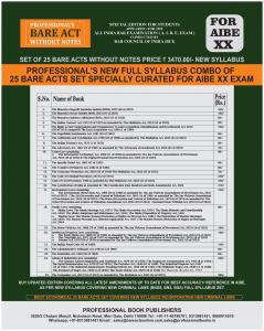 PROFESSIONAL'S AIBE Exam 25 Bare Acts Set without Notes as per New Syllabus Complete Set of 25 Books Combo as per Bar Council of India Guidelines covering Latest up to date amendments- covering New Criminal Laws & Full Syllabus Economy Edition