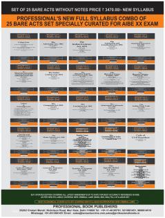 PROFESSIONAL'S AIBE Exam 25 Bare Acts Set without Notes as per New Syllabus Complete Set of 25 Books Combo as per Bar Council of India Guidelines covering Latest up to date amendments- covering New Criminal Laws & Full Syllabus Economy Edition