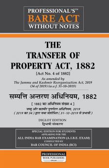 PROFESSIONAL'S Diglot Edition Transfer of Property Act 1882 TP Hindi English Bare Act without Notes