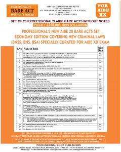 PROFESSIONAL'S NEW SYLLABUS ECONOMY EDITION Bare Acts without Notes for AIBE as per BCI Guidelines- New & Updated Set of 20 Books covering latest amendments like Constitution Jan Vishwas Mediation Data Protection includes New Criminal Laws (BNSS BNS BSA)