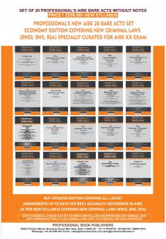PROFESSIONAL'S NEW SYLLABUS ECONOMY EDITION Bare Acts without Notes for AIBE as per BCI Guidelines- New & Updated Set of 20 Books covering latest amendments like Constitution Jan Vishwas Mediation Data Protection includes New Criminal Laws (BNSS BNS BSA)