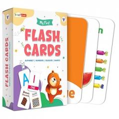 My First Flash Cards for Kids Age 2+ Years | Learn Alphabets (A-Z) Numbers (1-20) 7 Shapes & 11 Colours | 60+ Durable Water-Resistant Colourful Rounded-Corner Educational Flash Cards for Toddlers