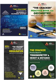 Combo Pack- ADDA 247 The Cracker Practice Books : Algebra and Number System Geometry Mensuration AND Trigonometry and Height & Distance (In English Printed Edition) [Set of 4 books]