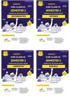 Exam18 ICSE Combo: Biology Chemistry Mathematics and Physics -Semester 2 Class 10 MCQ & Subjective Revision Book March 2022 Exams (Set of 4 books)
