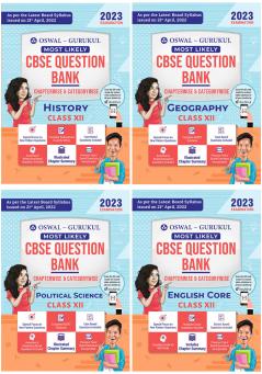 Oswal-Gurukul Most Likely CBSE Question Bank Class 12 Bundles (Set of 4) : History Geography Political Science & English for Exam 2023