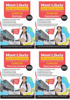 Most Likely CBSE Question Bank Class 12 Bundles (Set of 4) : History Geography Political Science & English for Exam 2024