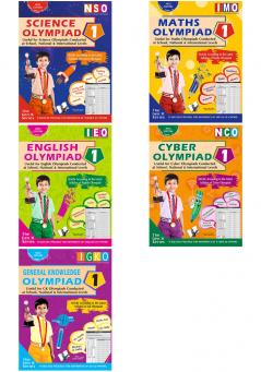 V&S Publishers IEO-IMO-NCO-NSO-IGKO(English Mathematics Computers Science General Knowledge) Olympiad Guidebooks Combo Class - 1 (Set of 5 Books)