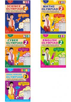 V&S Publishers IEO-IMO-NCO-NSO-IGKO(English Mathematics Computers Science General Knowledge) Olympiad Guidebooks Combo Class - 2 (Set of 5 Books)