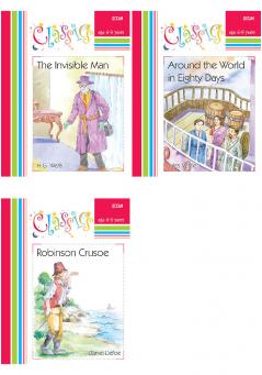 Illustrated Best Classics Story (Age 6-9) Pack-1 (The Invisible Man & Around the World in Eighty Days & Robinson Crusoe)