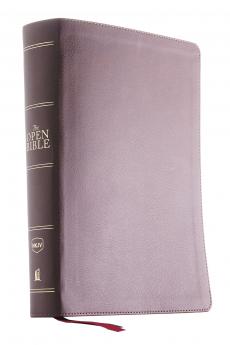 The NKJV Open Bible Leathersoft Brown Thumb Indexed Red