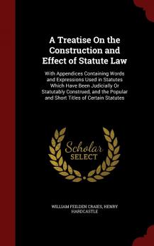 A Treatise On the Construction and Effect of Statute Law: With Appendices Containing Words and Expressions Used in Statutes Which Have Been Judicially ... Popular and Short Titles of Certain Statutes