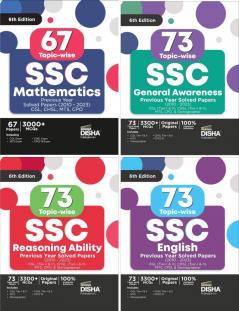 Combo (set of 4 Books) 73 Topic-wise SSC Mathematics English Reasoning Ability & General Awareness Previous Year Solved Papers (2010 - 2024) - CGL (Tier I & II) CHSL (Tier I & II) MTS CPO & Stenographer 6th Edition | 12900+ PYQs