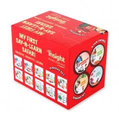 MY FIRST SAY-N-LEARN SAFARI-Set of 10 Books set - Book on ABC Numbers Shapes Transport Colors Fruits Vegetables Farm Animals & Pets Wild Animals & Birds Board book