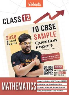 Vedantu CBSE Class 12 Mathematics Sample Paper Book 2026 Board Exam | 10 Solved Papers | MCQs Assertion–Reason Case Studies & Numericals | Based On Latest CBSE Pattern | Prepare with Confidence