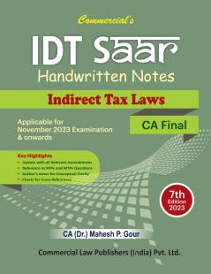 IDT SAAR (indirect Tax Laws) CA Final Paperback – 1 January 2023