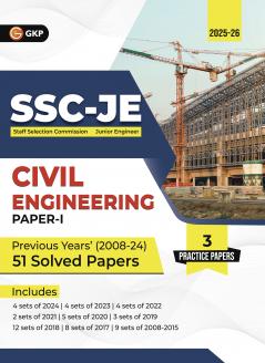 GKP SSC JE 2025 Paper I - Civil Engineering - 51 Previous Years Solved Papers (2008-24)|Junior Engineer| PYQs & Solutions