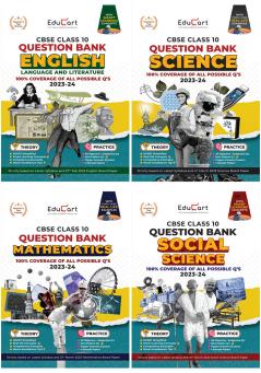Educart CBSE Class 10 Question Bank SCIENCE MATHS SOCIAL SCIENCE & ENGLISH For 2023-2024 (Combo of 4 Books)